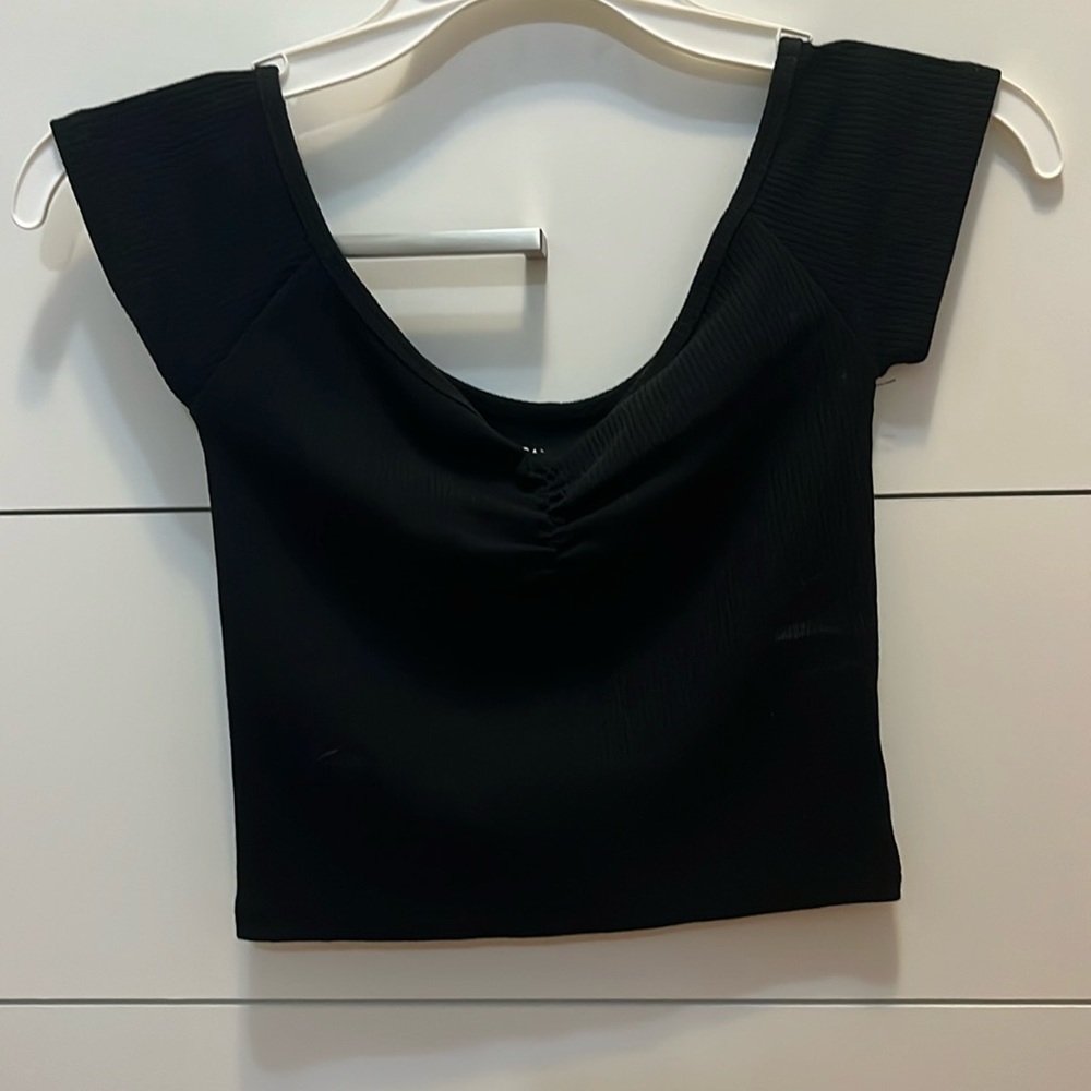 American Eagle, never worn, black off shoulder crop top